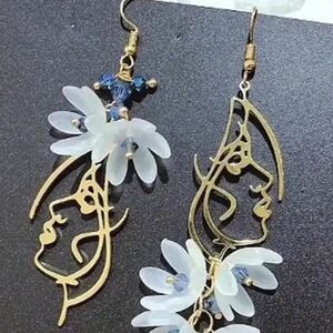 Elegant Gold and White Floral Earrings